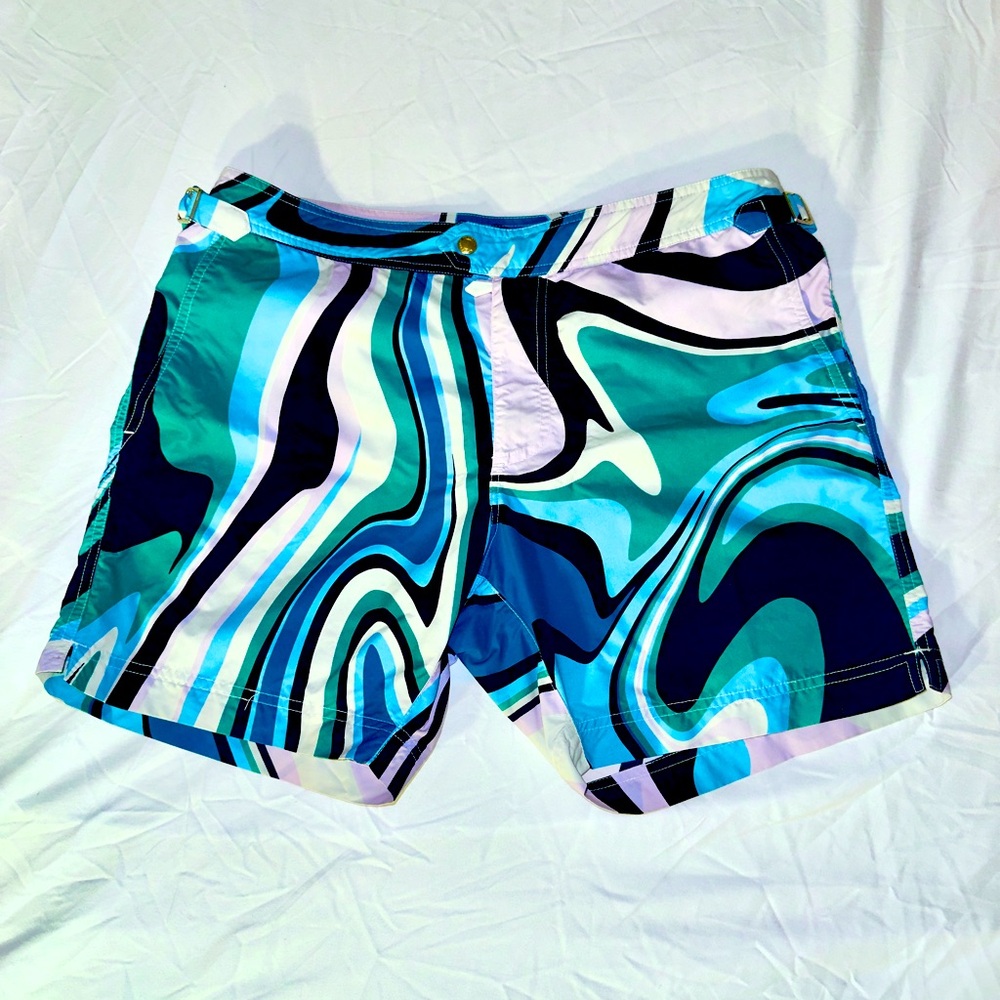 TOM FORD liquified Swirls Swim Shorts Blue IT 48